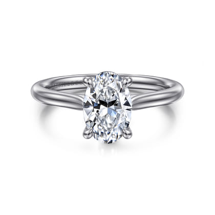 Anne - 14K White Gold Oval Solitaire Diamond Engagement Ring
