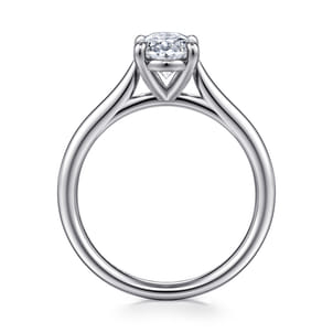 Anne - 14K White Gold Oval Solitaire Diamond Engagement Ring