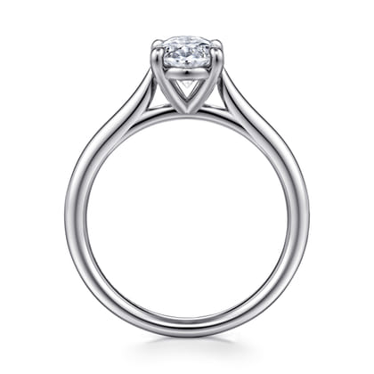 Anne - 14K White Gold Oval Solitaire Diamond Engagement Ring