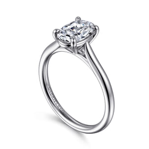 Anne - 14K White Gold Oval Solitaire Diamond Engagement Ring