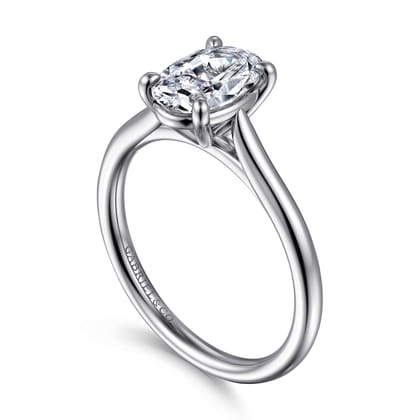 Anne - 14K White Gold Oval Solitaire Diamond Engagement Ring
