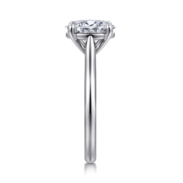 Anne - 14K White Gold Oval Solitaire Diamond Engagement Ring