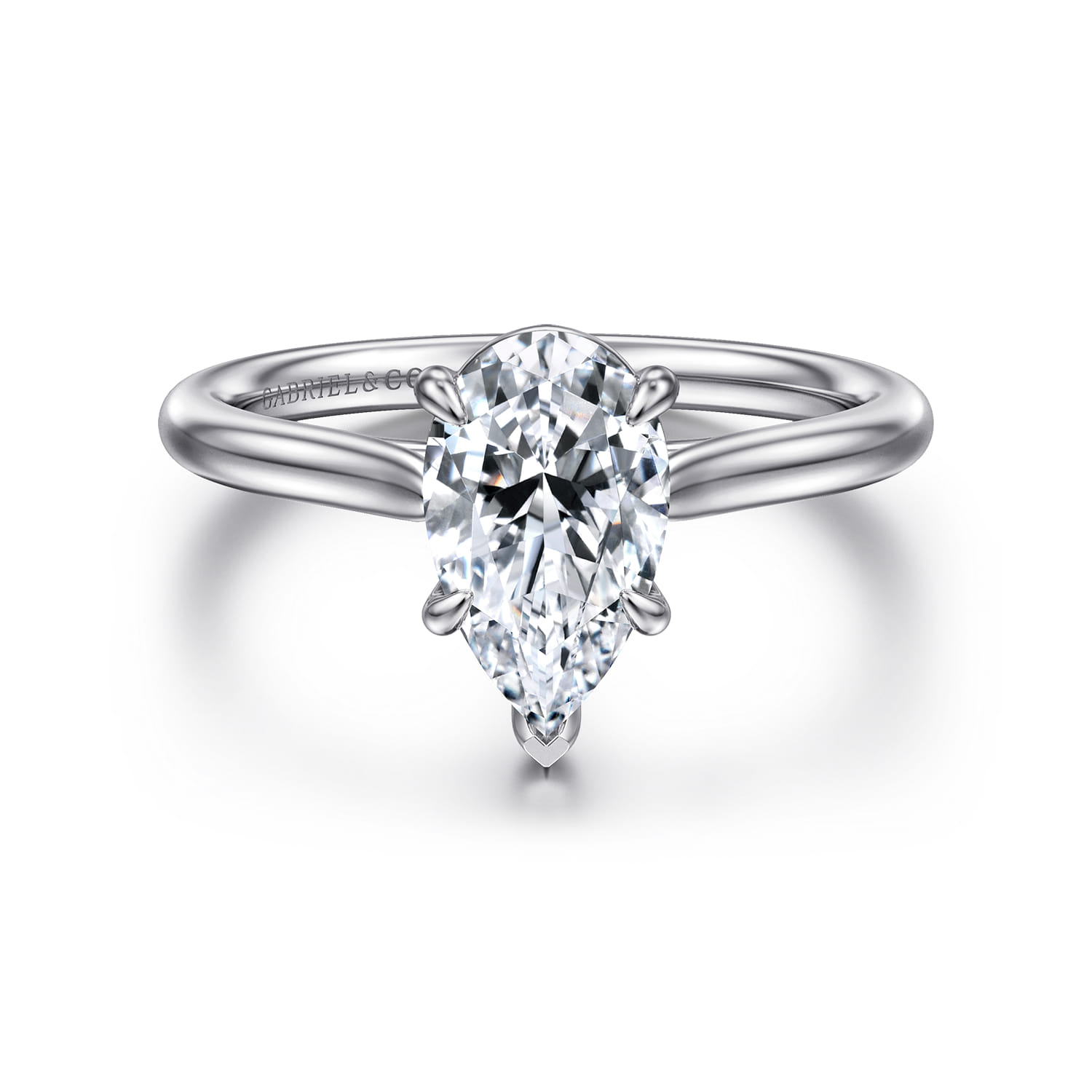 Anne - 14K White Gold Pear Shape Solitaire Diamond Engagement Ring