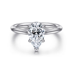 Anne - 14K White Gold Pear Shape Solitaire Diamond Engagement Ring
