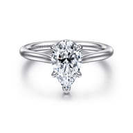 Anne - 14K White Gold Pear Shape Solitaire Diamond Engagement Ring