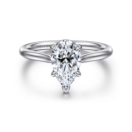 Anne - 14K White Gold Pear Shape Solitaire Diamond Engagement Ring