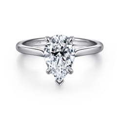 Anne - 14K White Gold Pear Shape Solitaire Diamond Engagement Ring