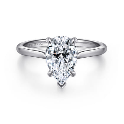 Anne - 14K White Gold Pear Shape Solitaire Diamond Engagement Ring