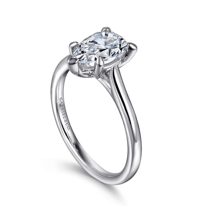 Anne - 14K White Gold Pear Shape Solitaire Diamond Engagement Ring