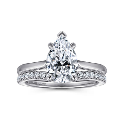 Anne - 14K White Gold Pear Shape Solitaire Diamond Engagement Ring