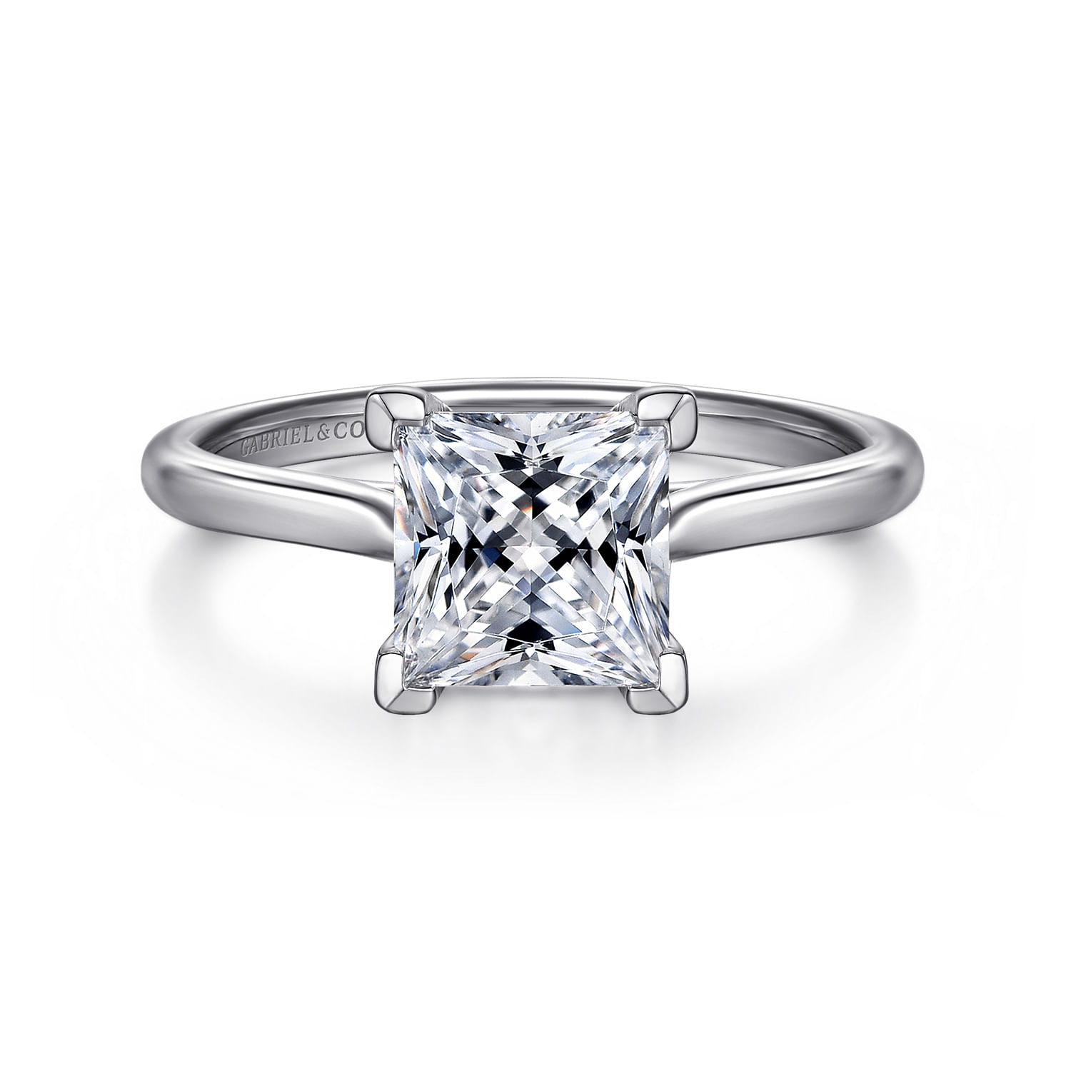 Anne - 14K White Gold Princess Cut Solitaire Diamond Engagement Ring