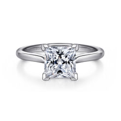 14K White Gold Princess Cut Solitaire Diamond Engagement Ring