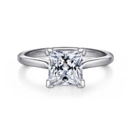 Anne - 14K White Gold Princess Cut Solitaire Diamond Engagement Ring