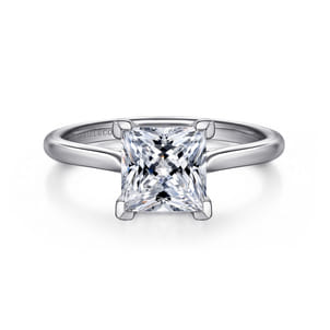 Anne - 14K White Gold Princess Cut Solitaire Diamond Engagement Ring