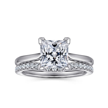 Anne - 14K White Gold Princess Cut Solitaire Diamond Engagement Ring
