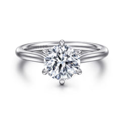 Anne - 14K White Gold Round Solitaire Diamond Engagement Ring