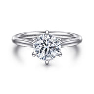 Anne - 14K White Gold Round Solitaire Diamond Engagement Ring