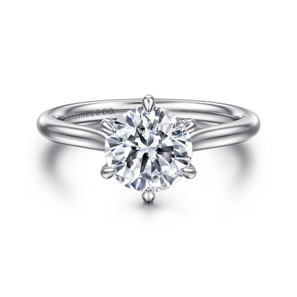 Anne - 14K White Gold Round Solitaire Diamond Engagement Ring