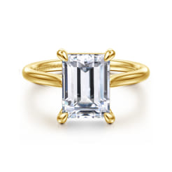 Anne - 14K Yellow Gold Emerald Cut Solitaire Diamond Engagement Ring