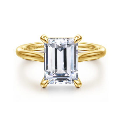 Anne - 14K Yellow Gold Emerald Cut Solitaire Diamond Engagement Ring