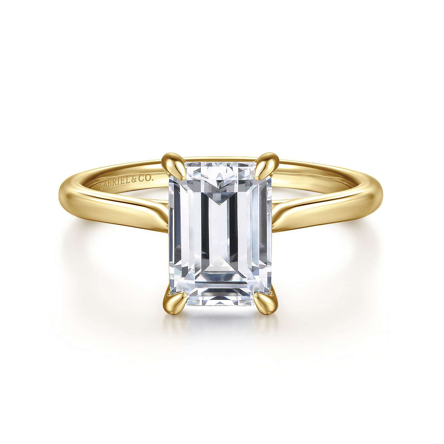 Anne - 14K Yellow Gold Emerald Cut Solitaire Diamond Engagement Ring