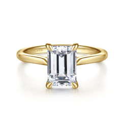 14K Yellow Gold Emerald Cut Solitaire Diamond Engagement Ring