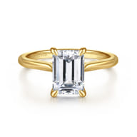 Anne - 14K Yellow Gold Emerald Cut Solitaire Diamond Engagement Ring