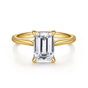 Anne - 14K Yellow Gold Emerald Cut Solitaire Diamond Engagement Ring