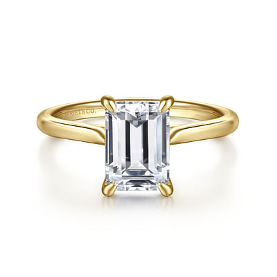 Anne - 14K Yellow Gold Emerald Cut Solitaire Diamond Engagement Ring