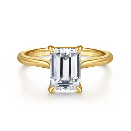 Anne - 14K Yellow Gold Emerald Cut Solitaire Diamond Engagement Ring