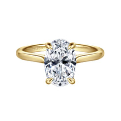 14K Yellow Gold Oval Solitaire Diamond Engagement Ring