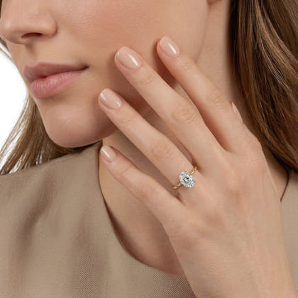 Anne - 14K Yellow Gold Oval Solitaire Diamond Engagement Ring