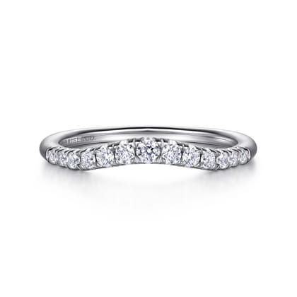 Annecy - Curved 14K White Gold French Pave Diamond Wedding Band