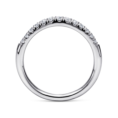Annecy - Curved 14K White Gold French Pave Diamond Wedding Band - 0.25 ct - Shot 2