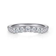 Annecy - Curved 14K White Gold French Pave Set Diamond Wedding Band
