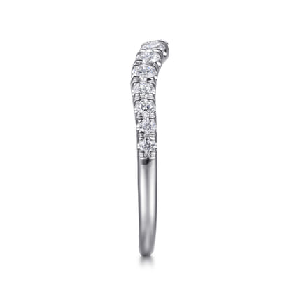 Annecy - Curved 14K White Gold French Pave Set Diamond Wedding Band