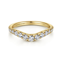 Curved-14K Yellow Gold Diamond Anniversary Band
