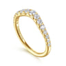 Curved Wedding Ring in 14k Yellow Gold with Round Natural Diamond at Gabriel & Co.