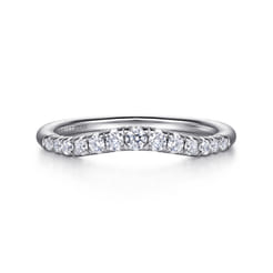 Annecy - Curved Platinum French Pave Diamond Wedding Band