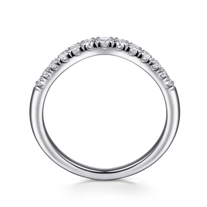 Annecy - Curved Platinum French Pave Diamond Wedding Band
