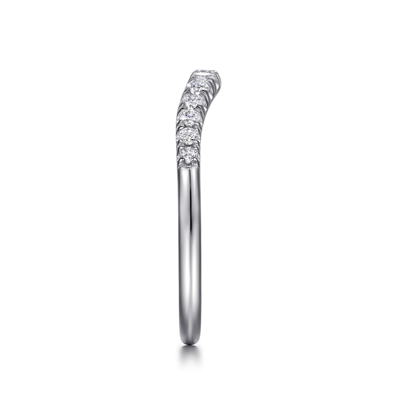 Curved Wedding Ring in Platinum with Round Natural Diamond at Gabriel & Co. - Shot 4