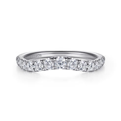 Annecy - Curved Platinum French Pave Set Diamond Wedding Band