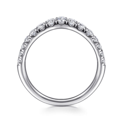 Annecy - Curved Platinum French Pave Set Diamond Wedding Band
