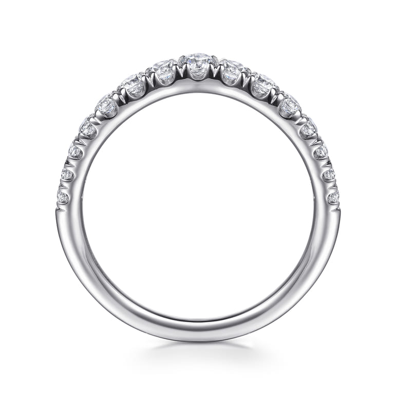 Curved Wedding Ring in Platinum with Round Natural Diamond at Gabriel & Co. - Shot 2