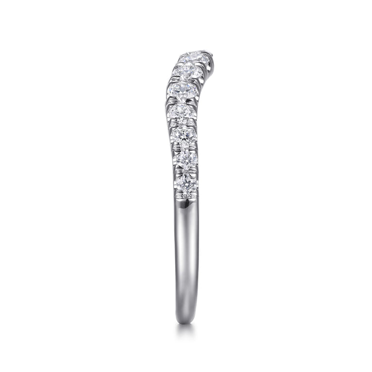 Curved Wedding Ring in Platinum with Round Natural Diamond at Gabriel & Co. - Shot 4