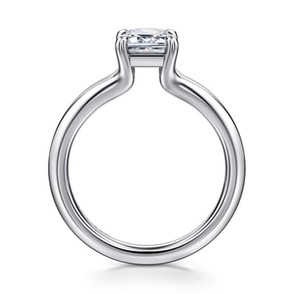 Annie - 14K White Gold Split Shank Emerald Cut Diamond Engagement Ring