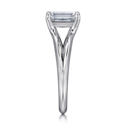 Annie - 14K White Gold Split Shank Emerald Cut Diamond Engagement Ring