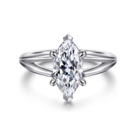 Annie - 14K White Gold Split Shank Marquise Shape Diamond Engagement Ring