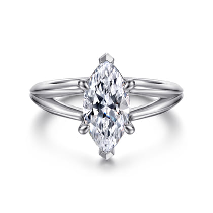 Annie - 14K White Gold Split Shank Marquise Shape Diamond Engagement Ring