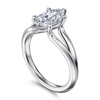 Annie - 14K White Gold Split Shank Marquise Shape Diamond Engagement Ring